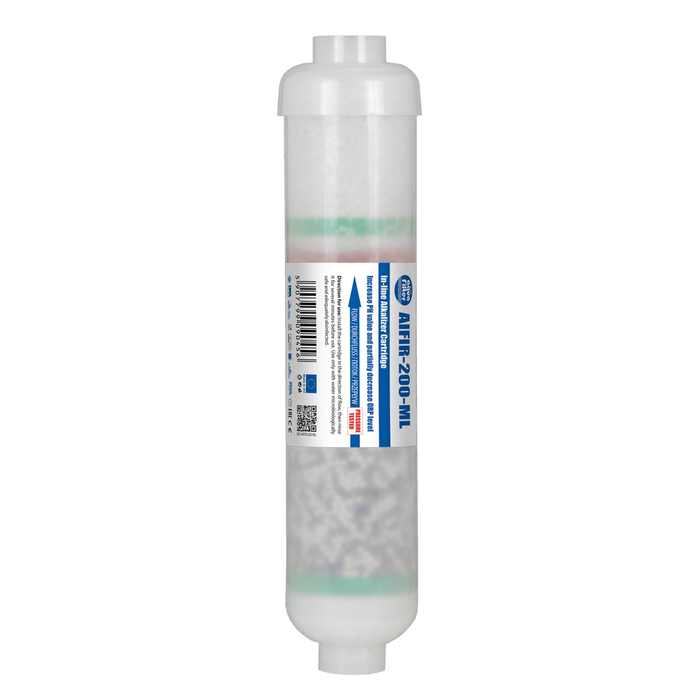 AIFIR-200 2' bioceramic cartridge increases pH an ORP reduction to-100mV